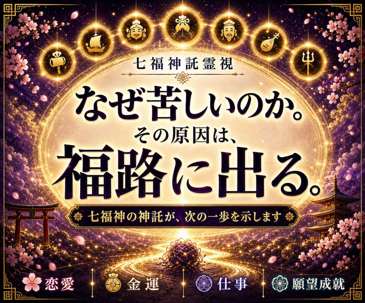 七福神託霊視で悩みの原因を福路から読み解きます 苦しい悩みを抱えてる方へ|七福神からの神託をお伝えします イメージ1