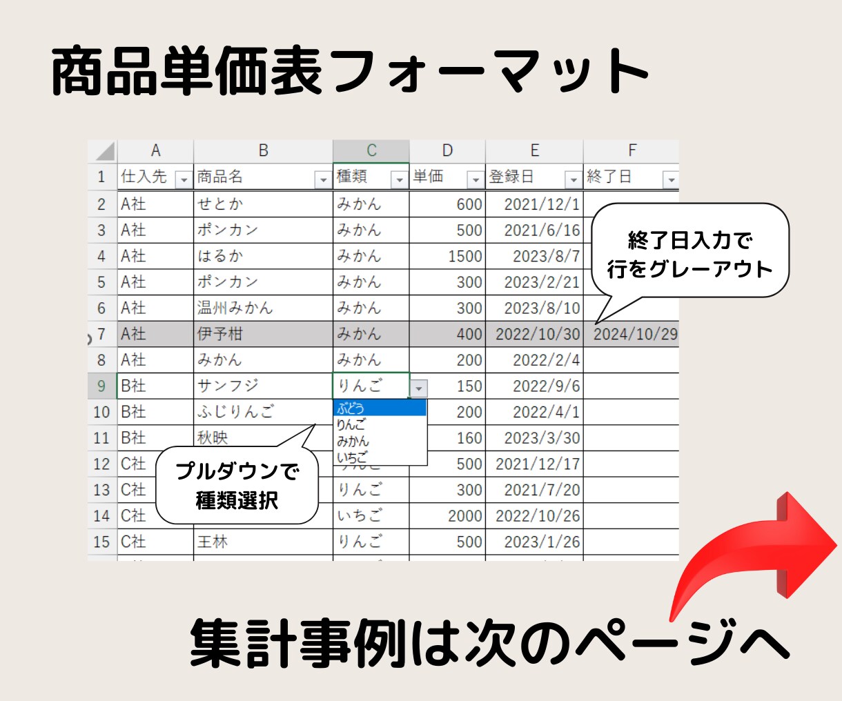 エクセル作業代行します データ整理・集計、表・グラフ作成、フォーマット作成・改善等 イメージ6