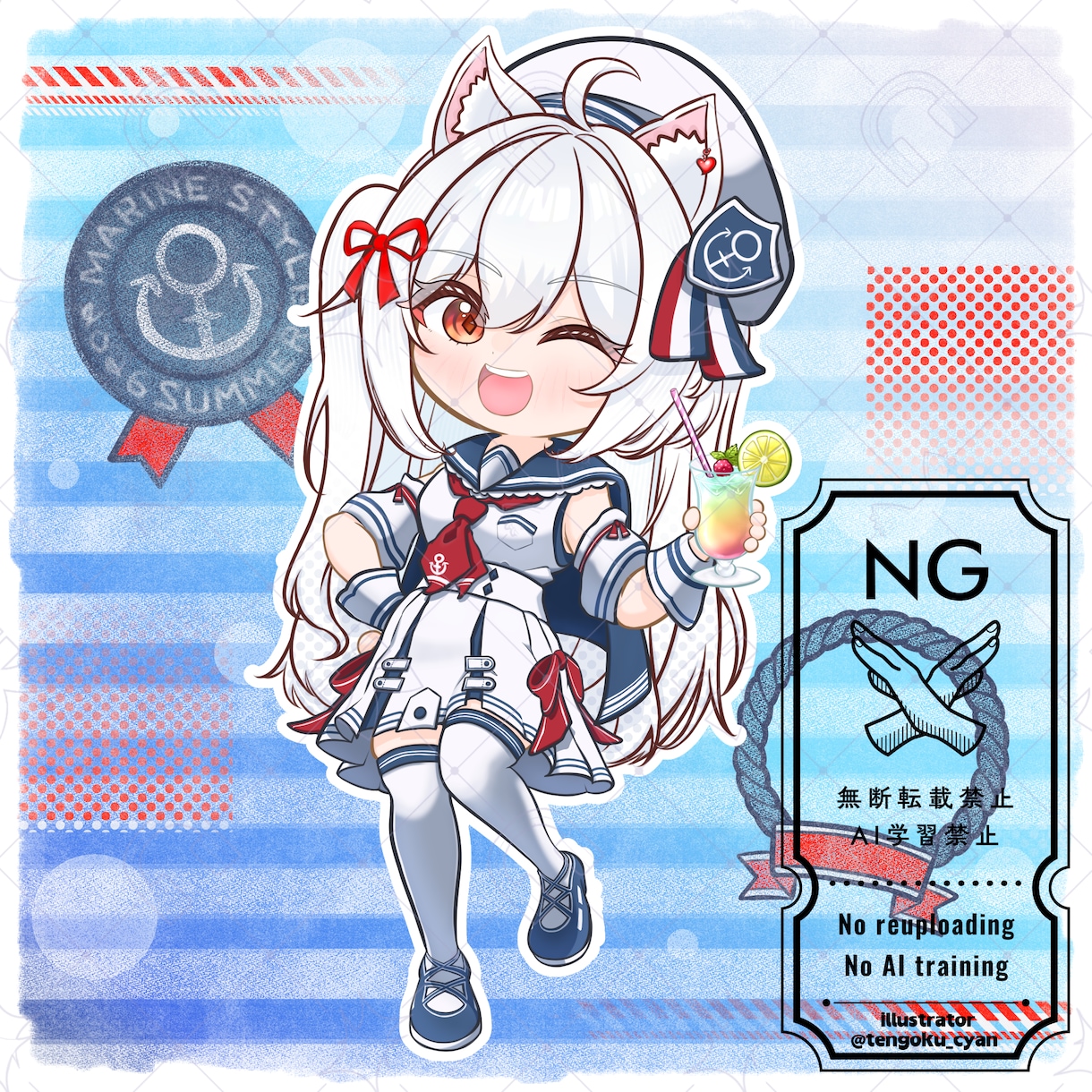 商用利用可！【マリン】ミニキャラを描きます ライバー活動をお手伝い！配信/パネル開け/アイコン/グッズ イメージ4