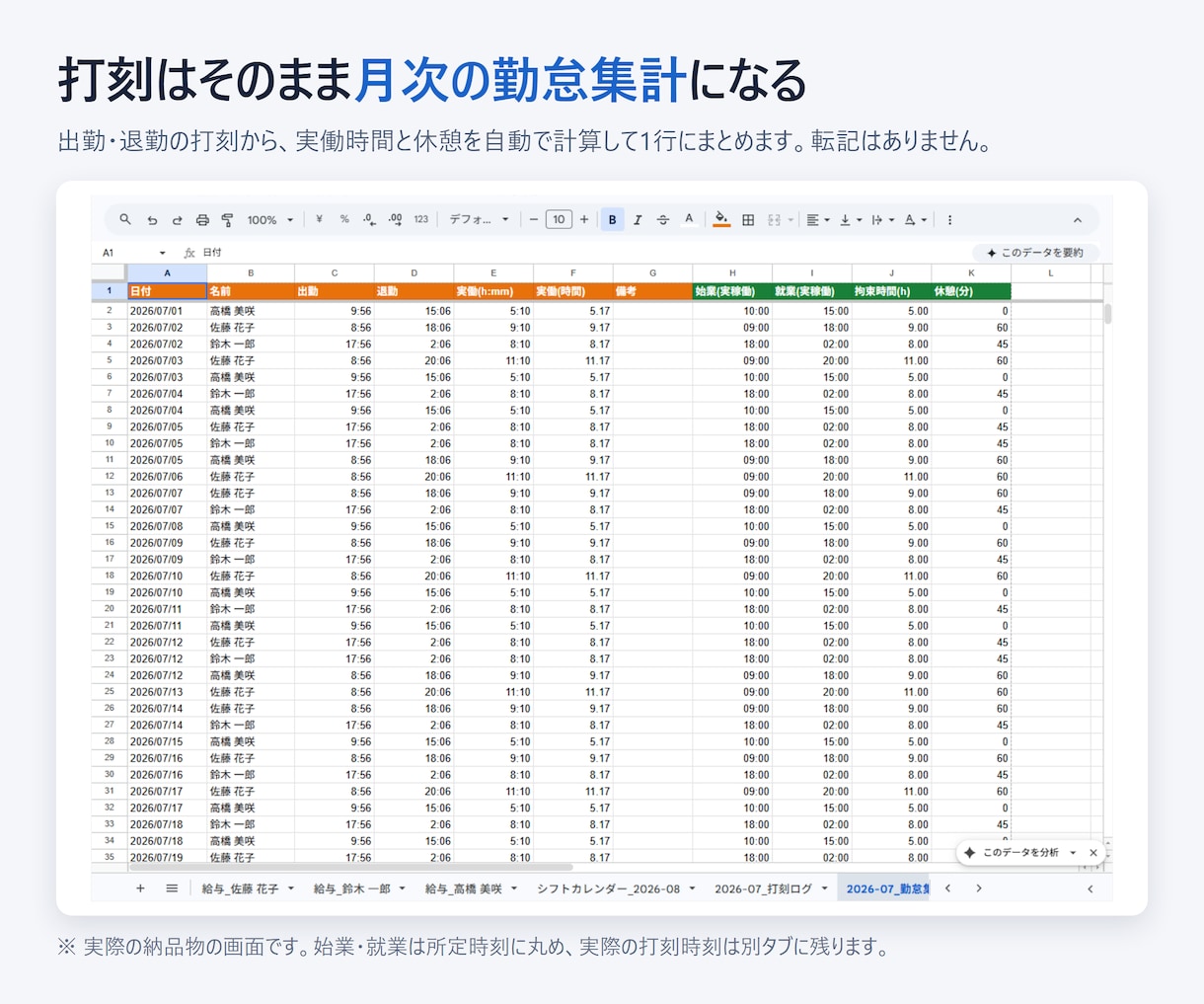 QR打刻の勤怠・シフト管理を作ります 月額0円。残業・深夜・休日割増まで自動で計算します イメージ3