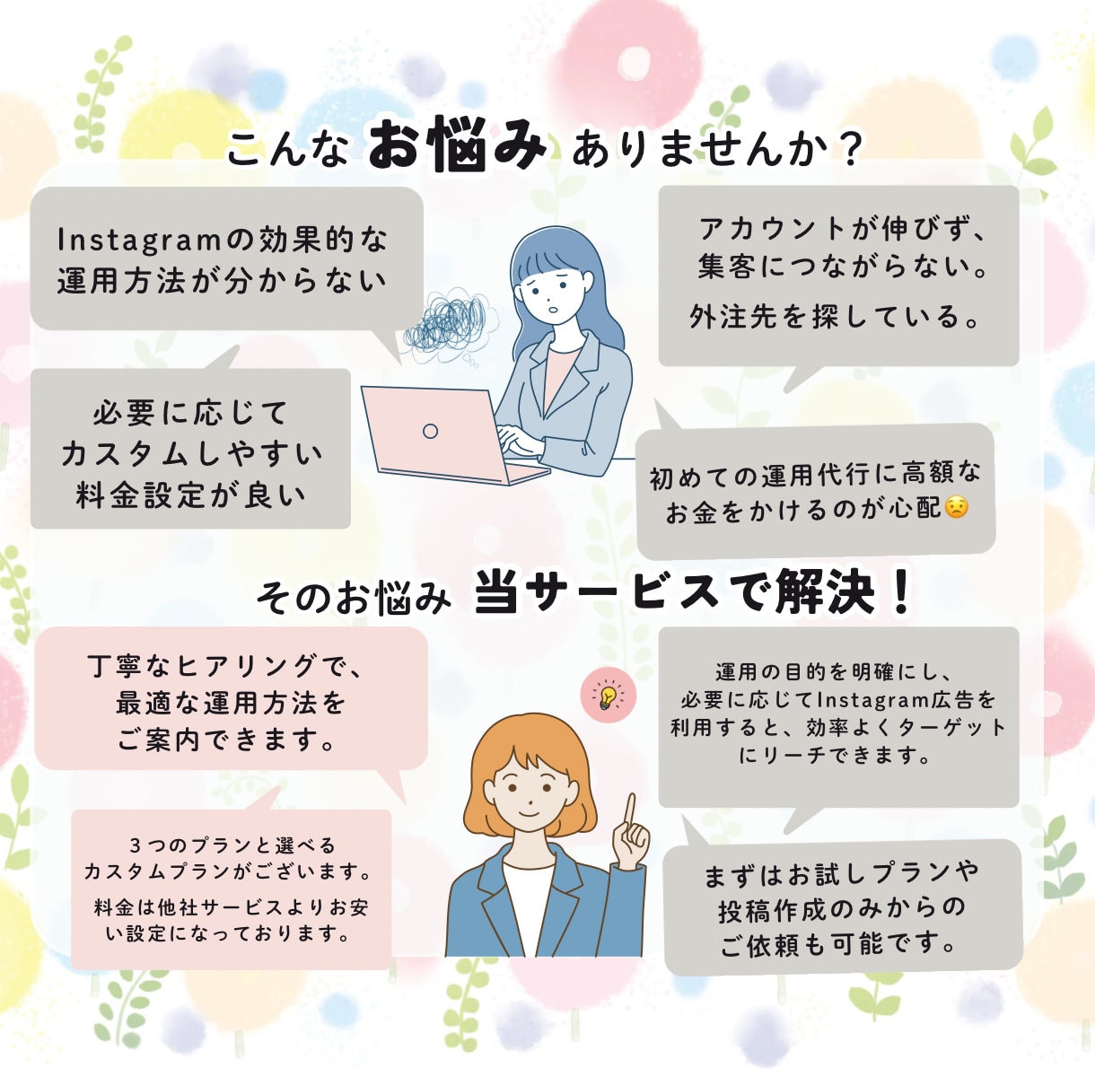 集客につながるInstagram運用代行ます 運用の目的や現状のお悩みを丁寧にヒアリング！ イメージ2