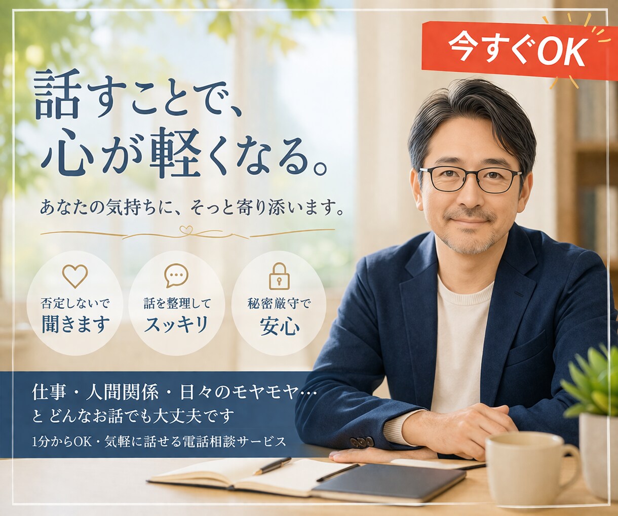 今すぐ｜仕事の悩み・愚痴、すべて優しく聞きます 仕事・人間関係・他で悩み苦しんでいる方、お気持ちを整理します イメージ3