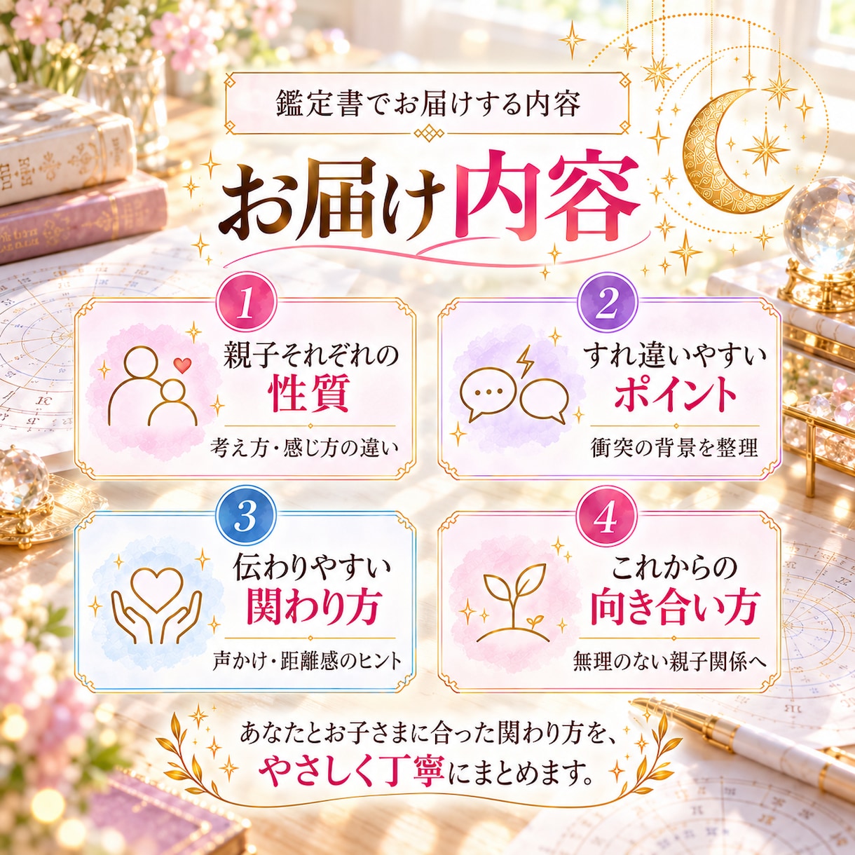 3つの占術で親子の違いと接し方を読み解きます 親子のすれ違いを理解し、伝わる言葉を見つける鑑定書 イメージ5