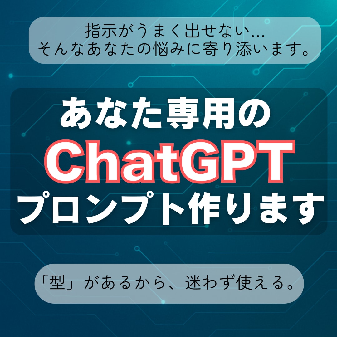 あなたの悩みに効くプロンプト作成します やりたいことに合わせて、最適な聞き方を設計します イメージ1