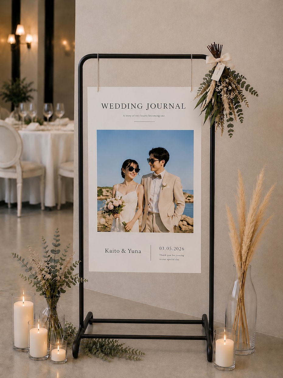 ウェルカムボードをA4〜A1サイズで作成します 結婚式用ウェルカムボードをおしゃれに作成します。 イメージ1
