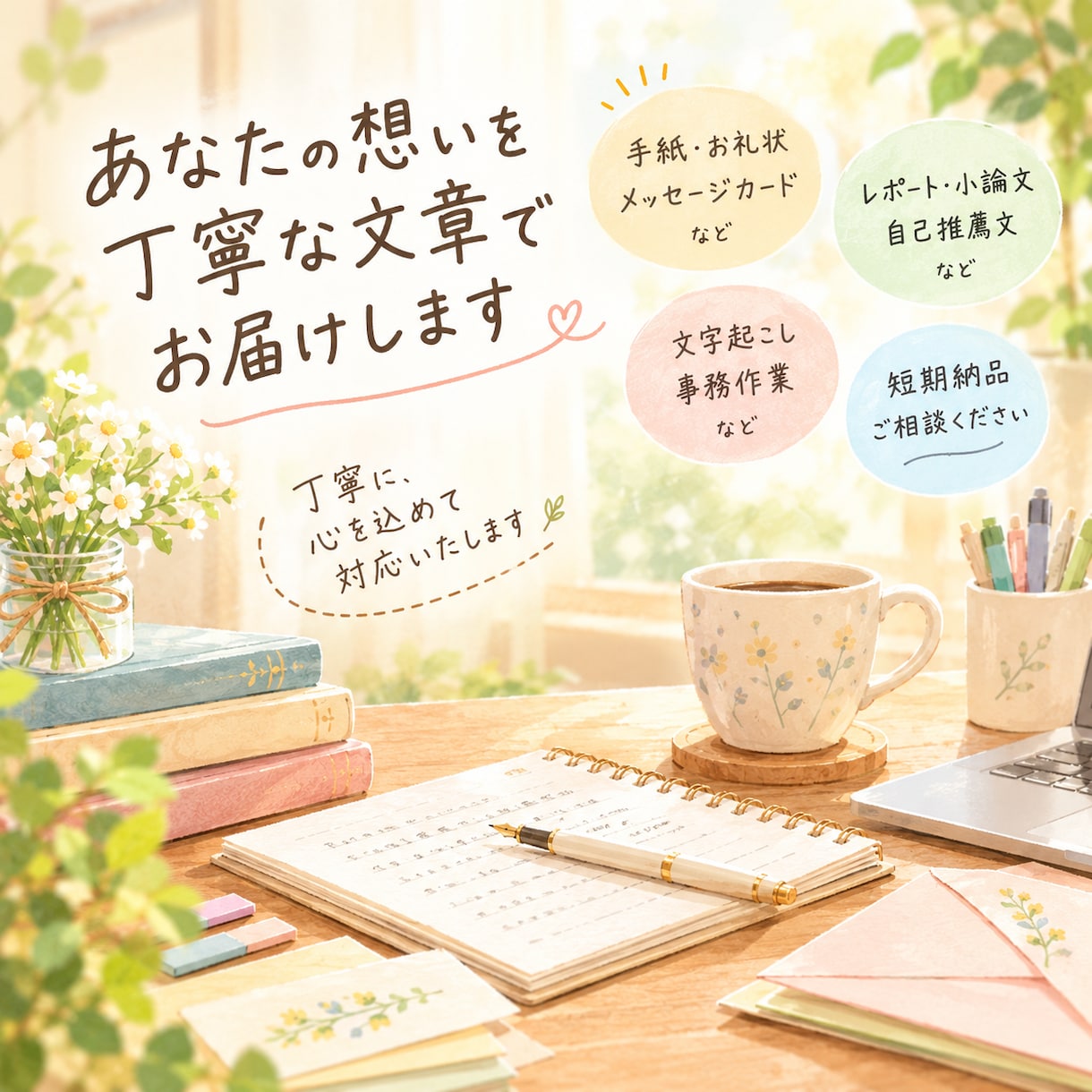 いろんな作文、文章書きます 本好きが書く、小説や感想文、エッセイなどいかがでしょうか？ イメージ1