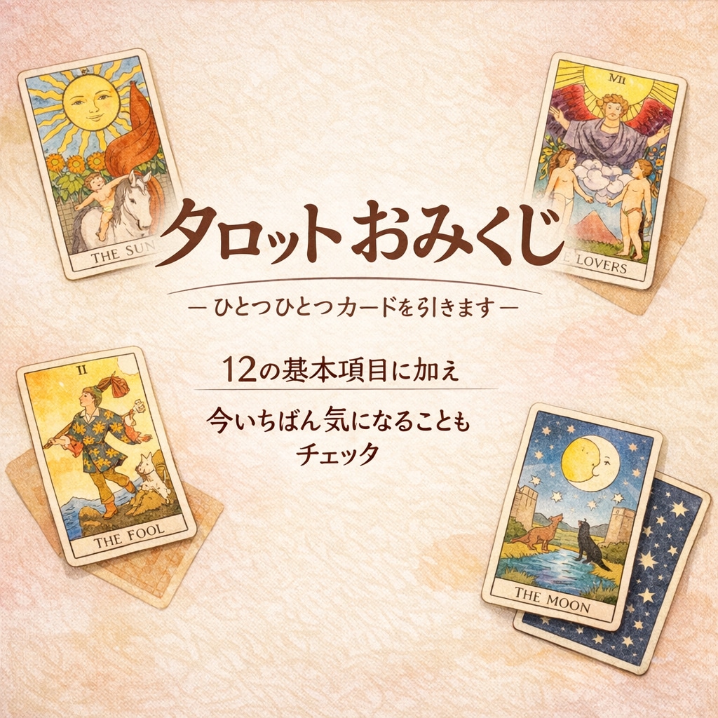 おみくじ全12項目｜ひとつひとつカードを引きます ✿タロットおみくじ｜今いちばん気になるテーマもお受けします イメージ1