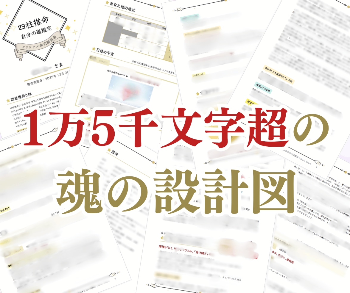 あなたの「魂の取扱説明書」を作成します 15,000文字超｜四柱推命で読み解く「魂の完全攻略パック」 イメージ2