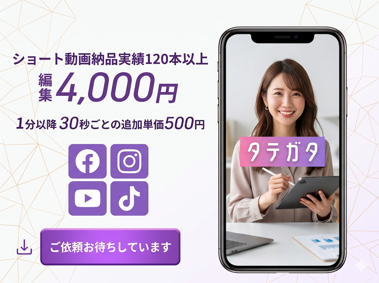 修正無制限!ショート広告動画制作します 冒頭パターン制作も可能！（１パターン250円～） イメージ1