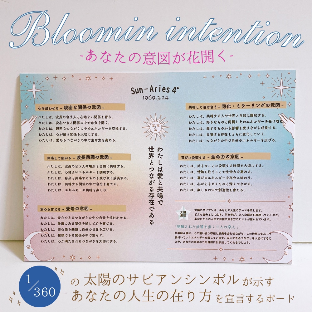 サビアンシンボルで本質を思い出すアート画像届けます 生年月日からあなたの人生の目的を宣言文章に/自由に印刷OK イメージ3