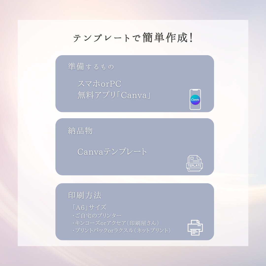 結婚式用二つ折り席札テンプレートをお渡しします スマホ1台でできる◎ A6用紙に印刷するだけ♩名入れ代行可能 イメージ4