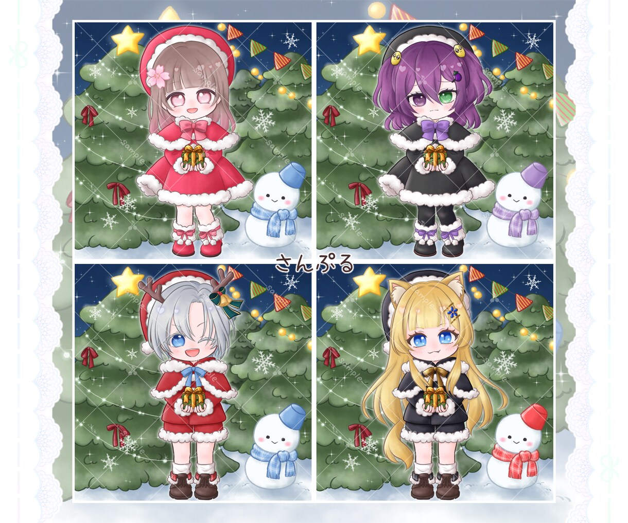 クリスマス用の可愛いミニキャラお描きします 全身サイズで配信等にも使い勝手◎量産型で納期も早いです！ イメージ6