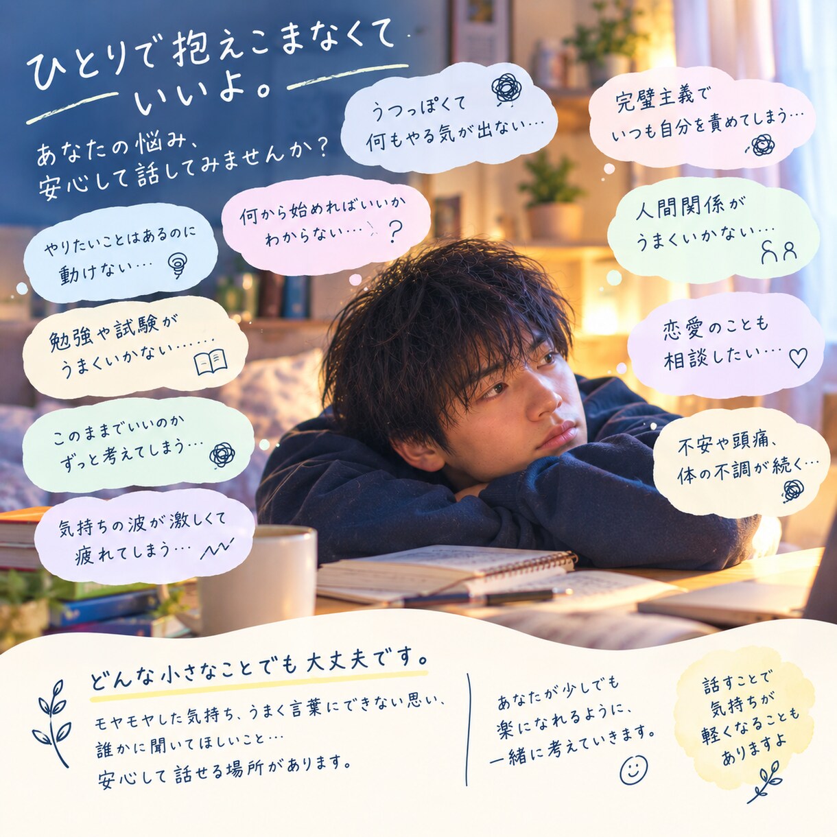 うつ病だった私があなたの心に寄り添いお話を聞きます 当事者だった私だから分かる。辛いお気持ち、丸ごと受け止めます イメージ1