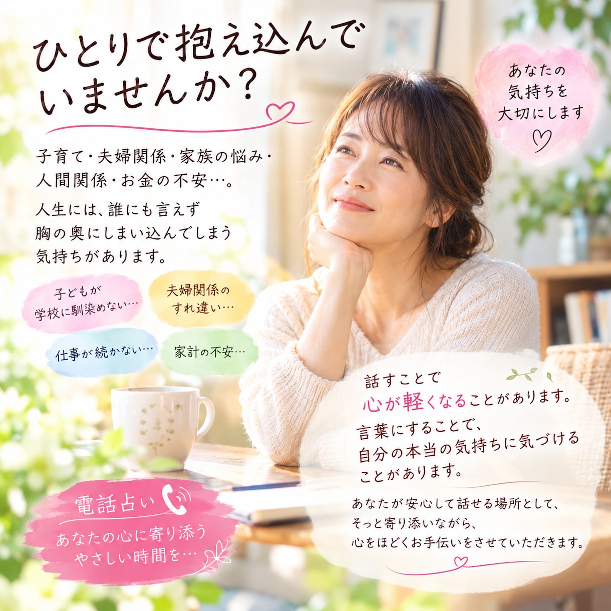 あなたらしさを大切に話しを聞きます 50代、5児の母の経験で悩みに寄り添います イメージ1