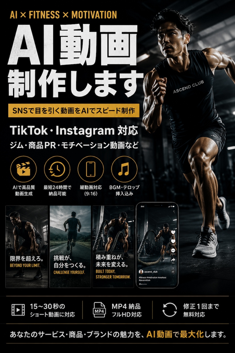 AI動画を最短24時間で作成します SNSで目を引くAI動画を低価格・短納期で制作します！ イメージ1