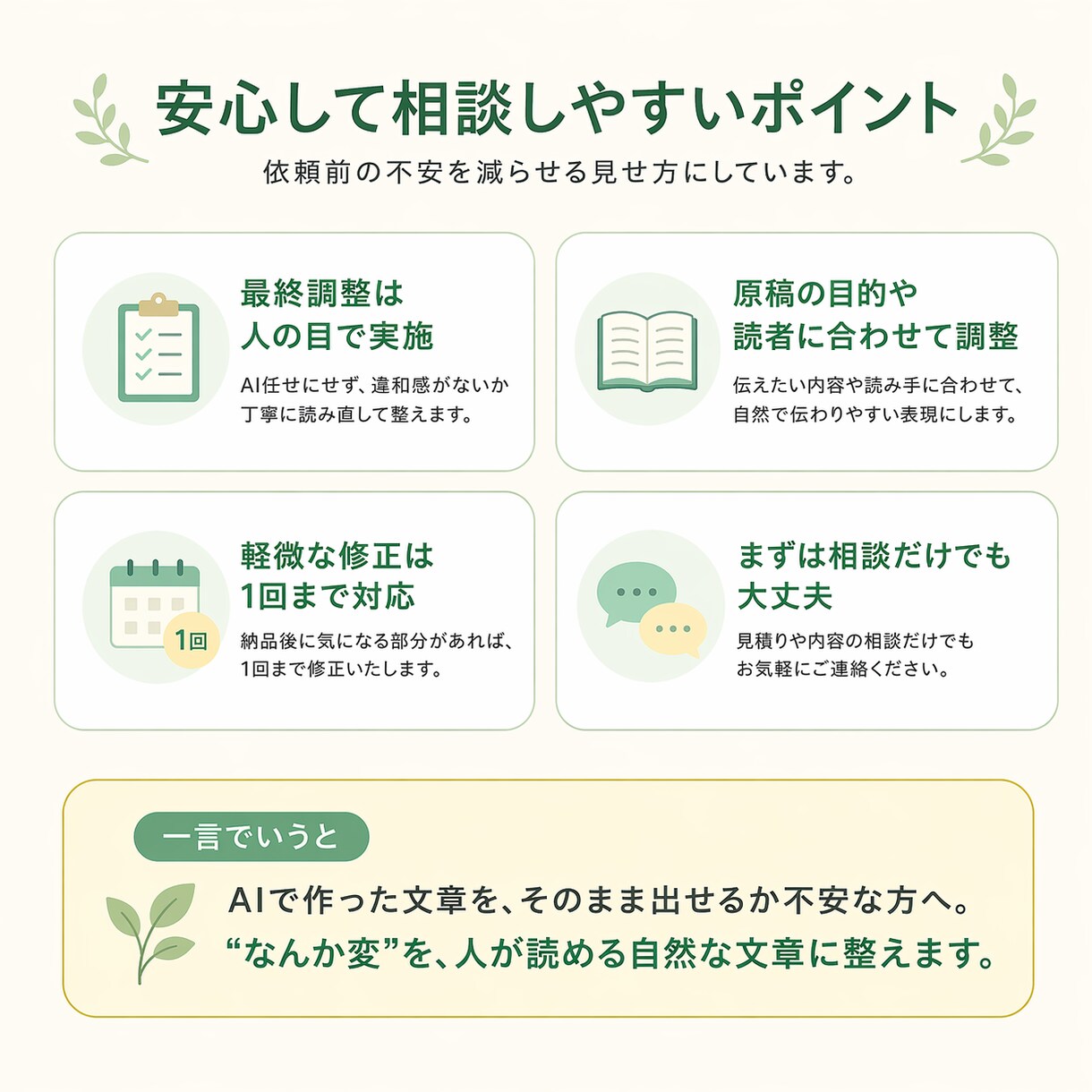 AI文章の違和感を自然に整えます 意味は通るのに読みにくい、固い、AIっぽいを自然に調整します イメージ2