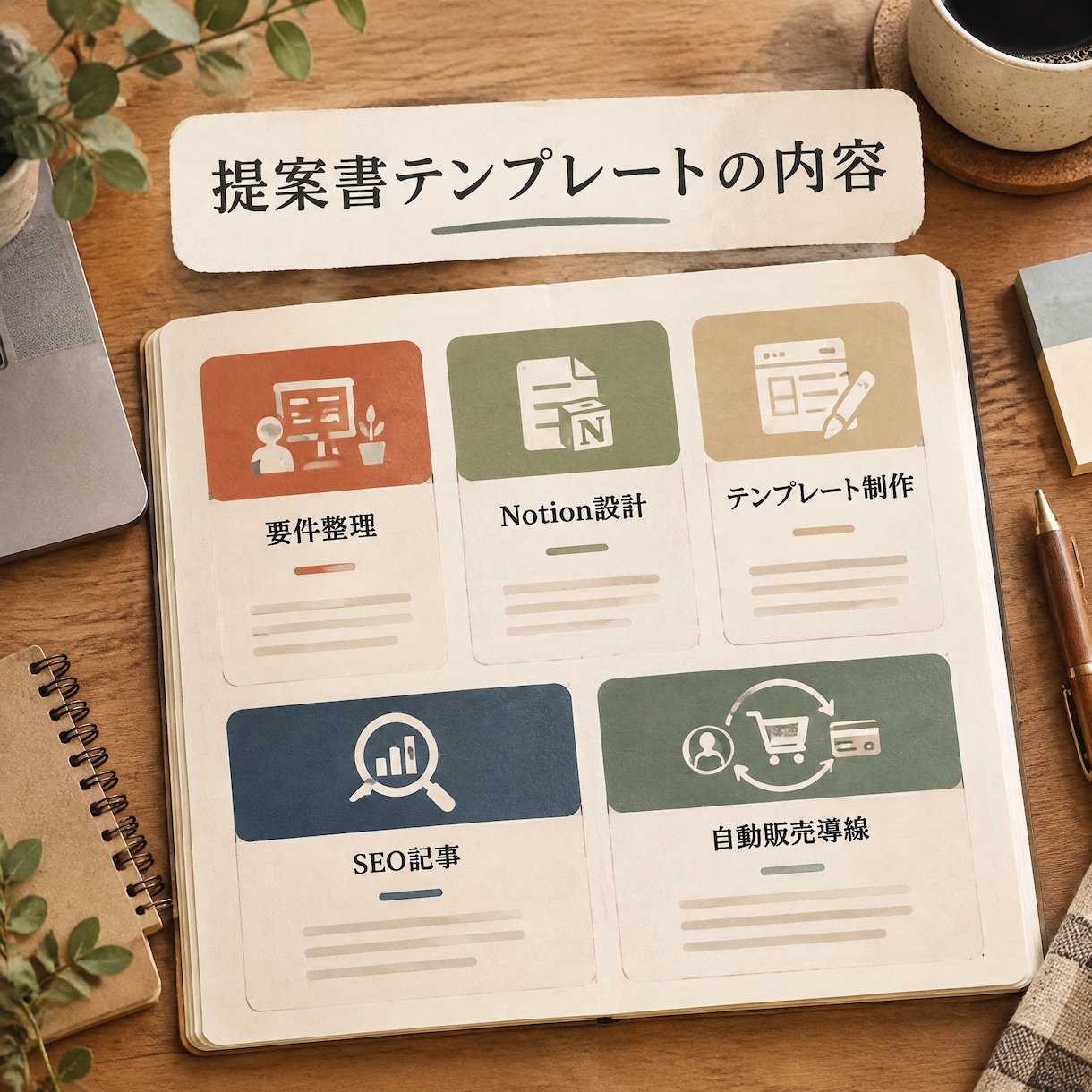 Notion等のテンプレ制作案件の提案書作成します テンプレ制作からSEO集客導線まで。「仕組みごと任せて」 イメージ2