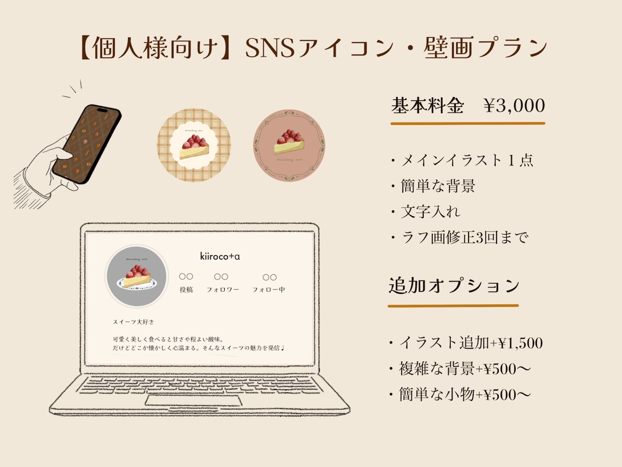 美味しそうで癒されるフードイラスト描きます 優しく癒されるSNSアイコン・壁画を形にします！ イメージ1