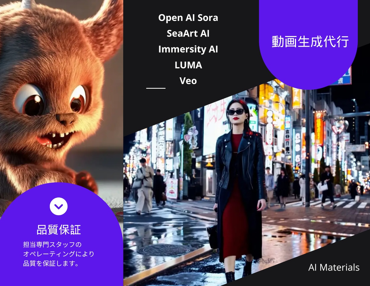 動画生成AIを利用した動画素材を提供します 最先端AI技術×専門スタッフによるサポート イメージ1