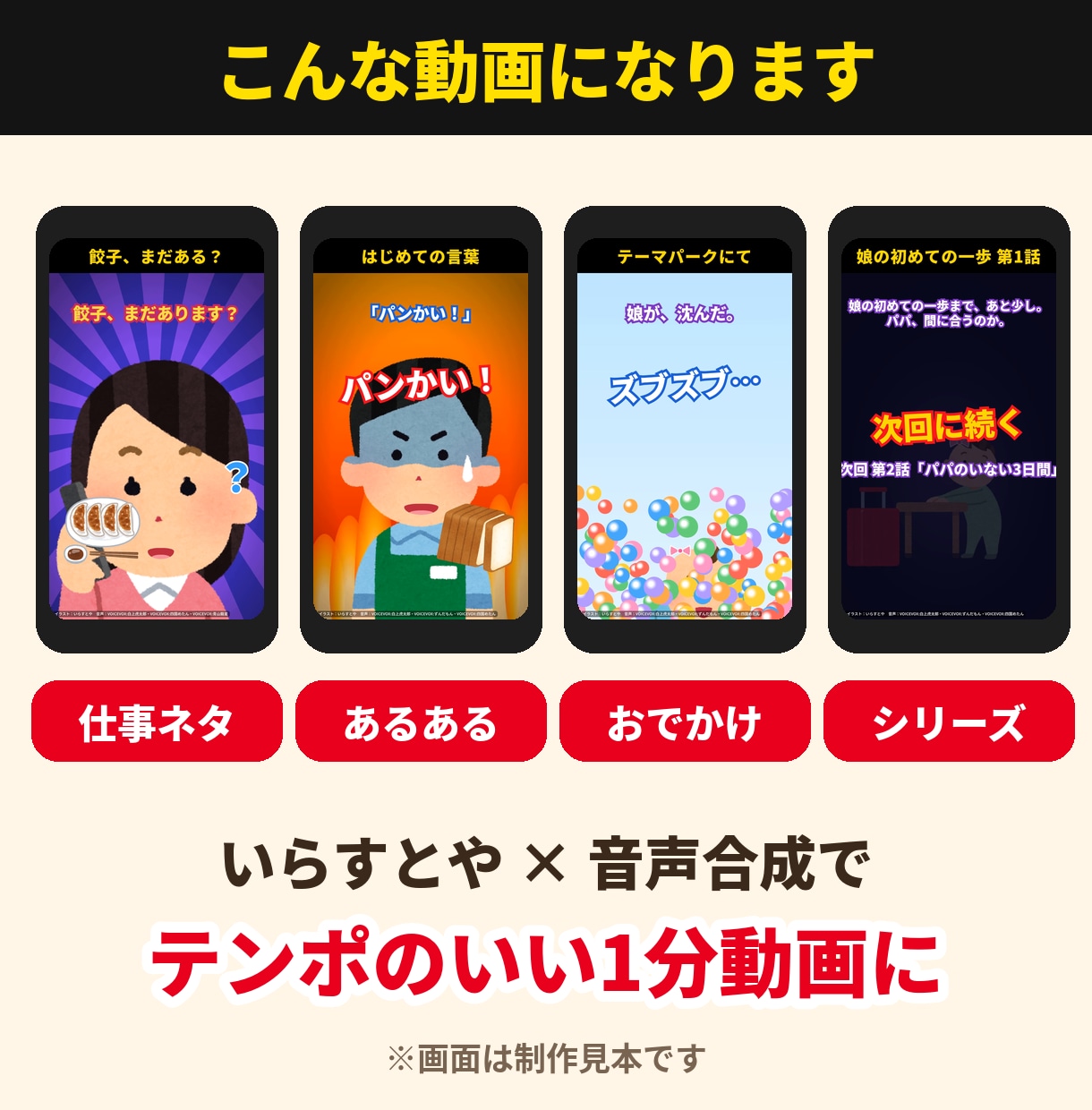 あなたのネタを声付き紙芝居ショート動画にします 顔出し不要！YouTubeショート・TikTok向け縦型1分 イメージ2