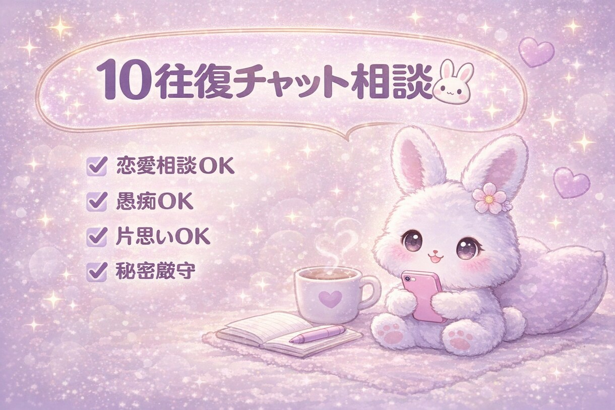 恋愛の悩み聞きます。うさぎが優しくお話聞きます 恋愛のモヤモヤ優しく聞きます。 イメージ2