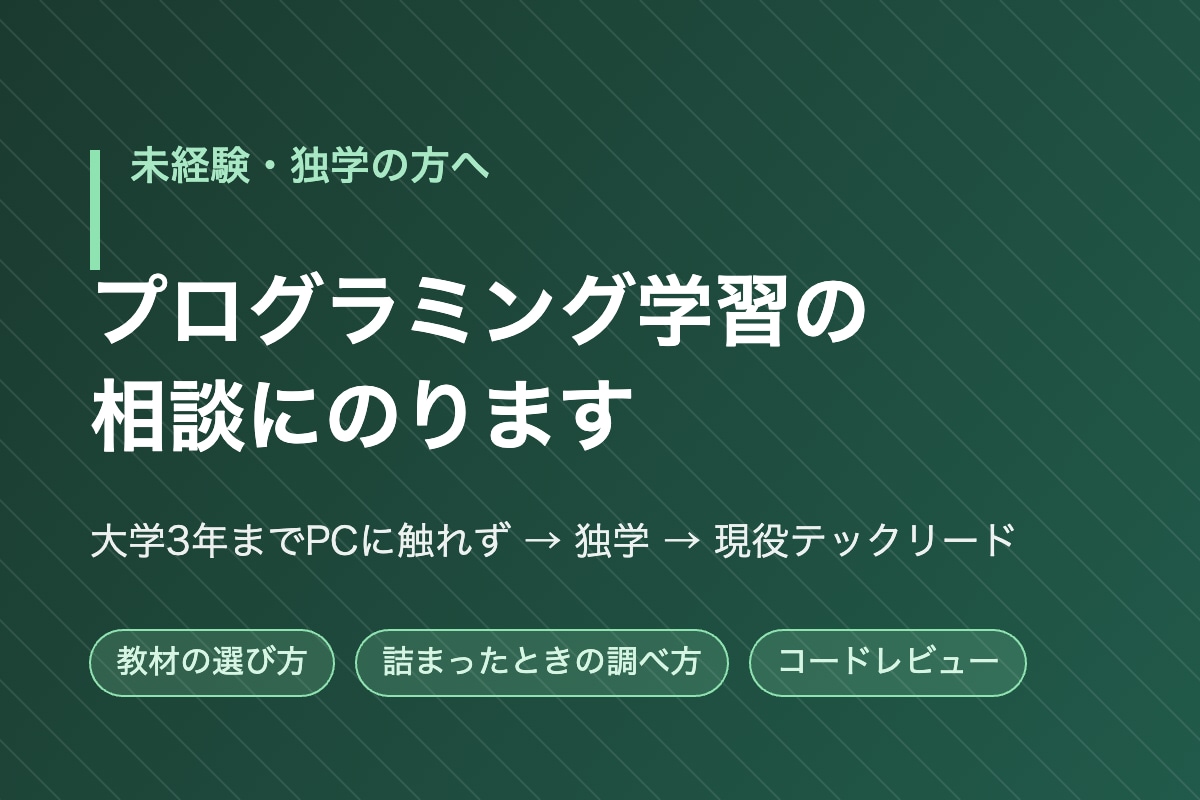 未経験・独学のプログラミング相談にのります 独学でエンジニアになった現役テックリードが伴走します イメージ1