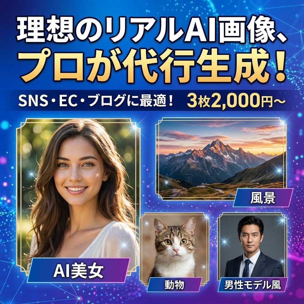 生成AIで、ご要望の画像生成します SNS、ブログ、商品画像――あなたの理想を全てAIで叶えます イメージ1