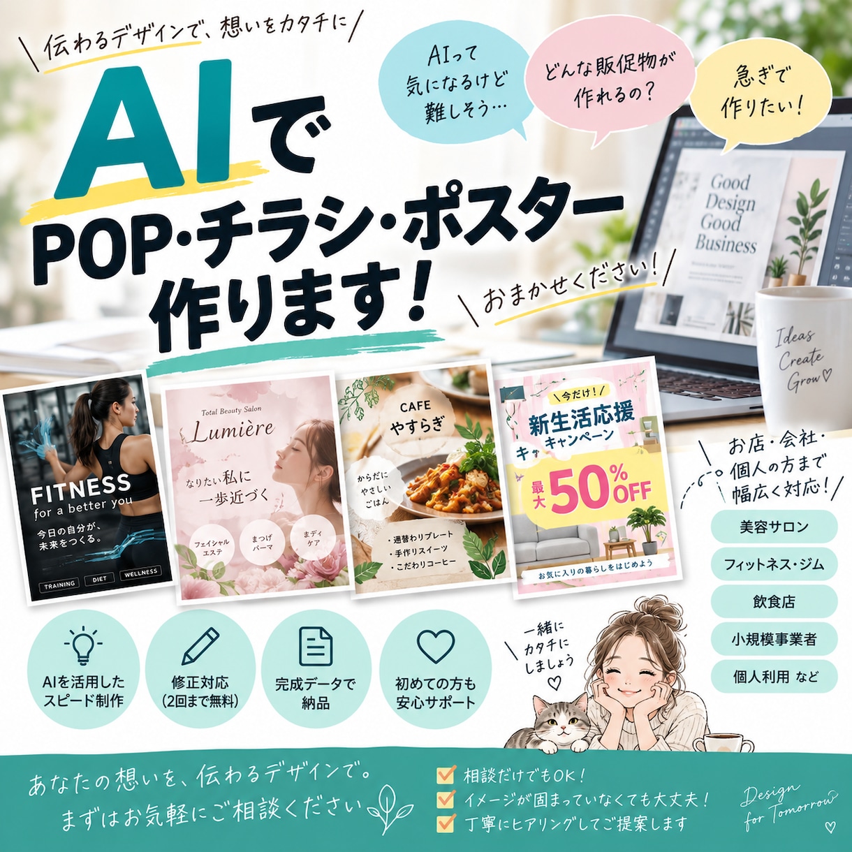 AIでPOP・チラシを制作します AIが気になる方へ！店舗経験者が形にします イメージ1