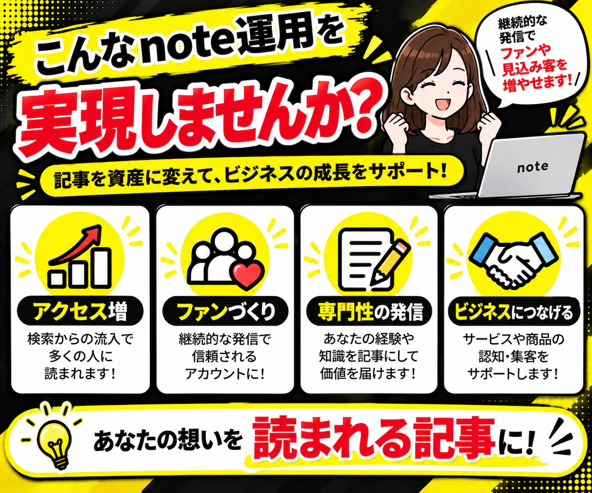 月額1.5万円でnote運用をまるごと代行します 記事4本・画像・SEO・導線設計込み！スキ・フォロー特典付き イメージ9