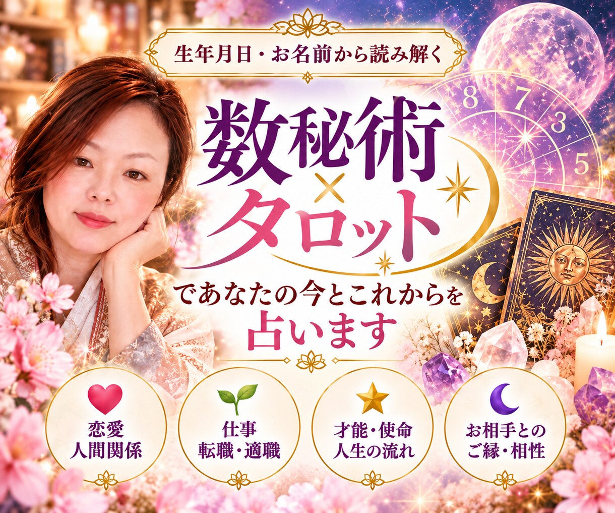 数秘術×タロットであなたの今後を占います あなたらしい一歩を見つけるお手伝いをします イメージ1