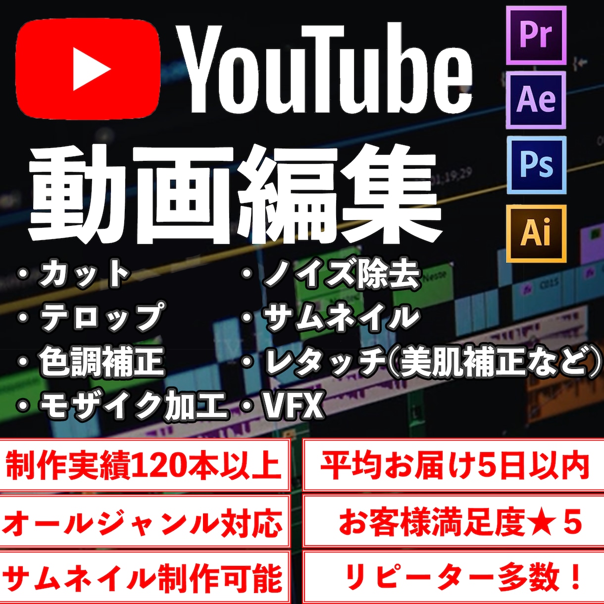 YouTubeの動画編集を行ないます YouTubeのチャンネルのサポートもします！ イメージ1