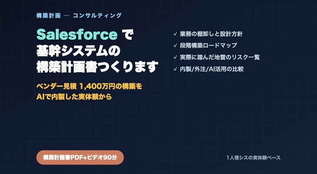 Salesforceの構築を支援します 見積1,400万円の構築をAIで内製した実体験を貸します イメージ1