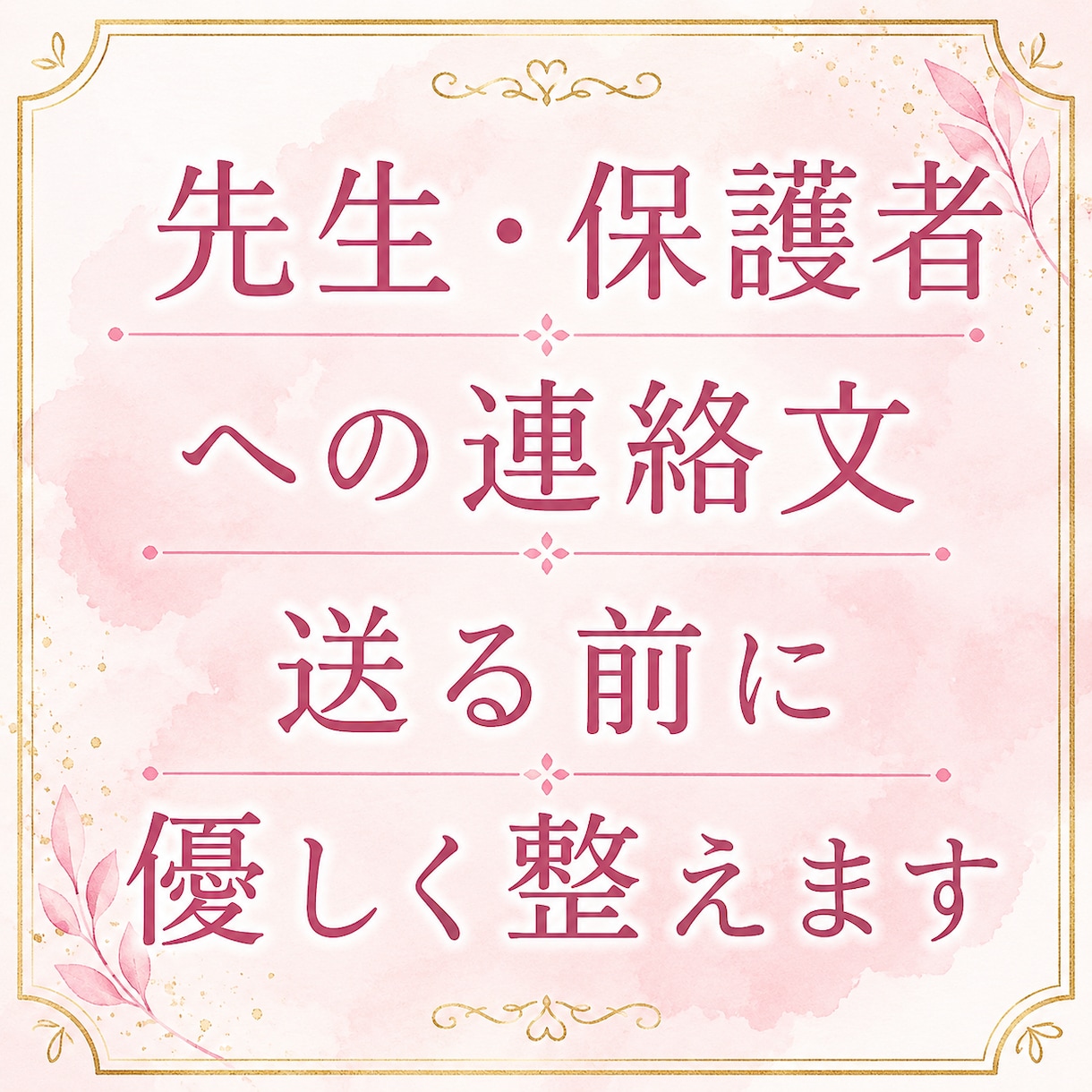 先生・保護者への連絡文を送る前に整えます ＿ 先生・保護者LINE等、言い方に迷う文面を整え確認します イメージ1