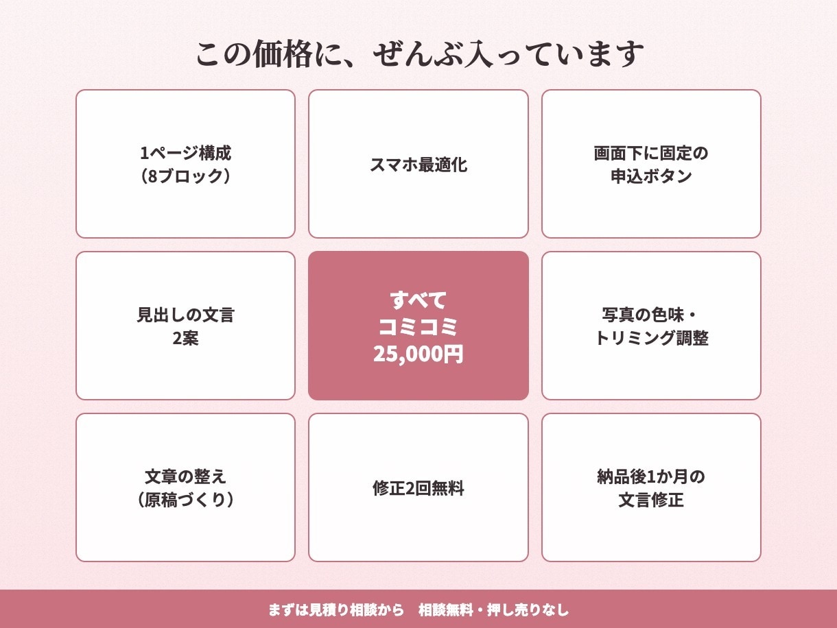 反応が取れる1枚もののLPを作ります 初回体験・キャンペーン向け。スマホ対応 イメージ2