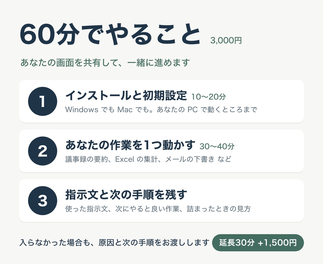 ClaudeCodeを入れて最初の作業を動かします インストールから、あなたの作業を1つ任せるまでの60分 イメージ2