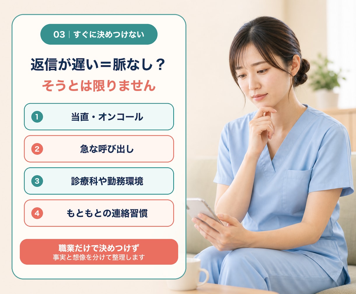 医師と結婚したい看護師さんの恋愛相談に乗ります 忙しさ・連絡頻度・結婚観を男性看護師目線で整理します イメージ3
