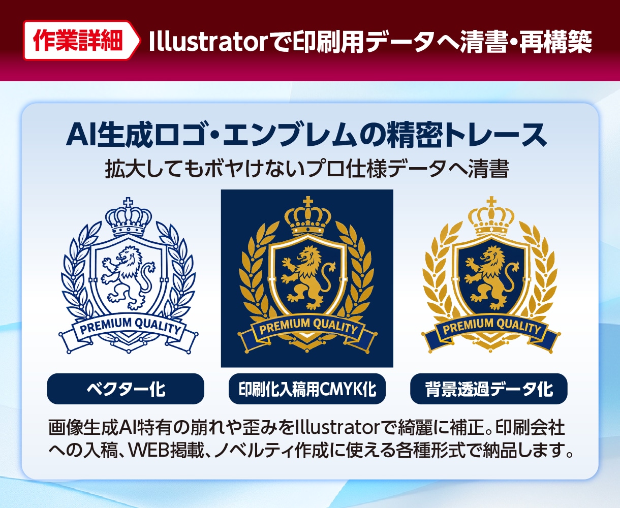 AI生成ロゴ画像をベクター化・トレース・清書します AIや手書きロゴを高精細ベクター化！背景透過・aiデータ納品 イメージ2