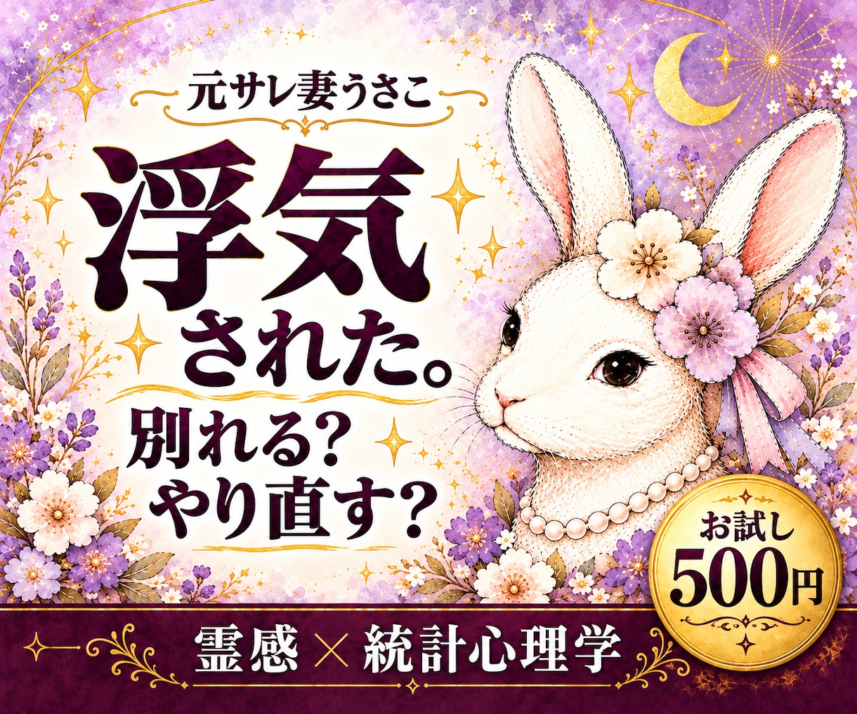 浮気・不倫で傷ついたあなたのこれからを占います 元サレ妻が霊感×統計心理学で読み解く｜お試し500円 イメージ1