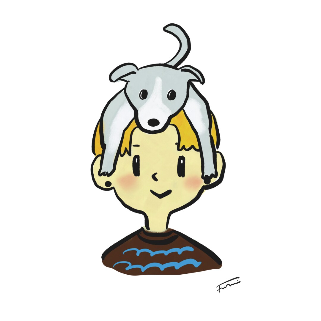 個性的！オーナー様の頭に乗せたうちの子を描きます ユニークな似顔絵がお好みの方へ　お子様のネームタグにも イメージ5