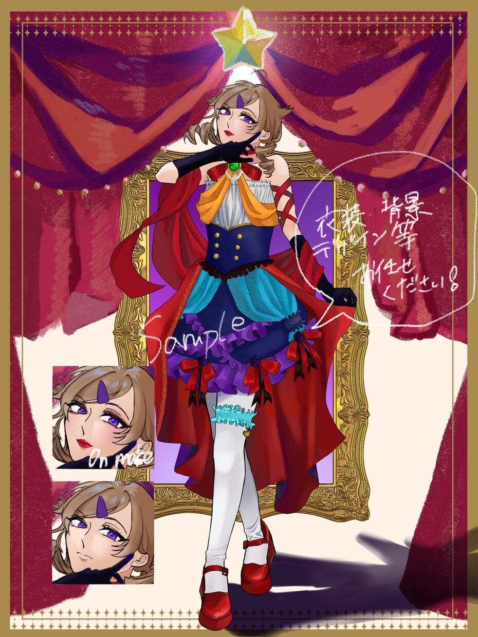 可愛い衣装を着た男の子・女の子お描きします アイドルコンセプト・メンヘライラストをお求めの方 イメージ2