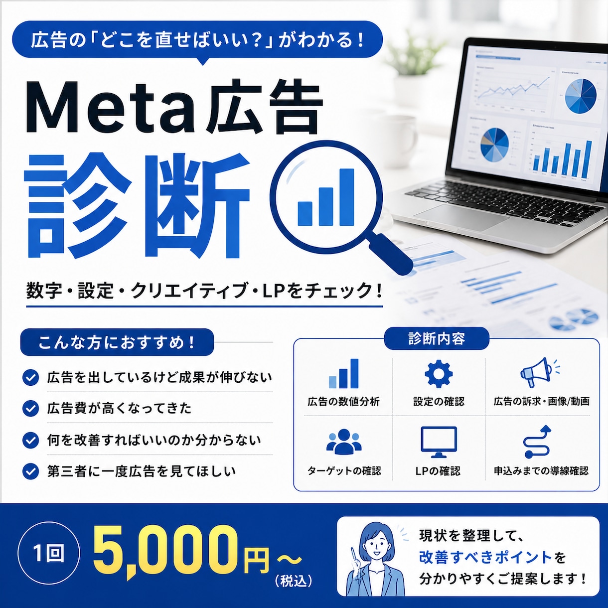 Meta広告を数字×CRの両面から診断します 「次に何を変える？」まで分かりやすくご提案します イメージ1