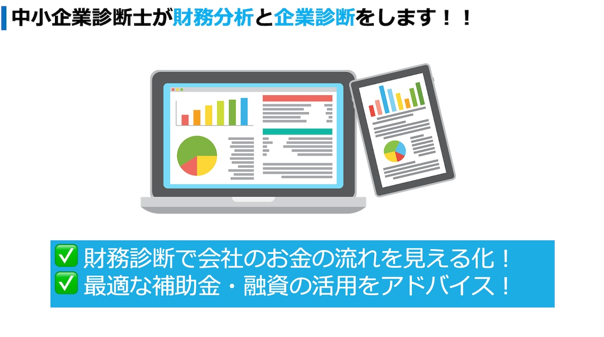 中小企業診断士が財務分析と企業診断をします 中小企業の経営者様・個人事業主様向け イメージ1