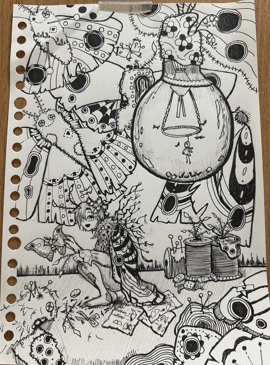 好きなものを詰め込んだ手描きイラストを描きます 少し不思議な世界観の手書きイラストを描きます。 イメージ1