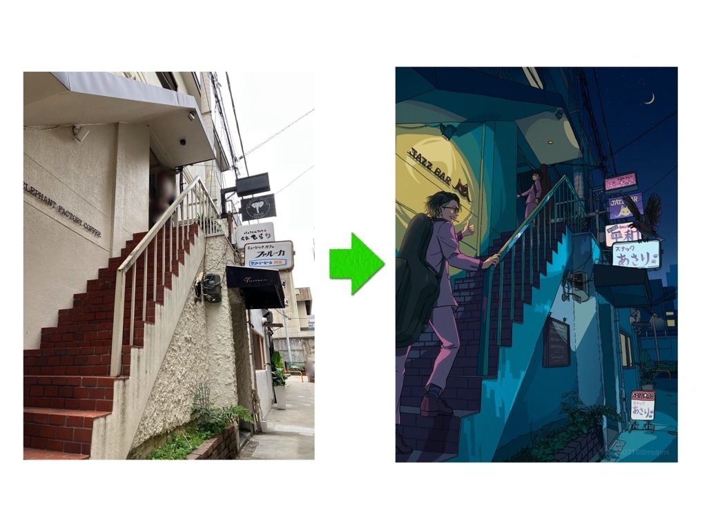 商店街や街並みを温かみのあるイラストにします 写真からノスタルジックな街角に イメージ8