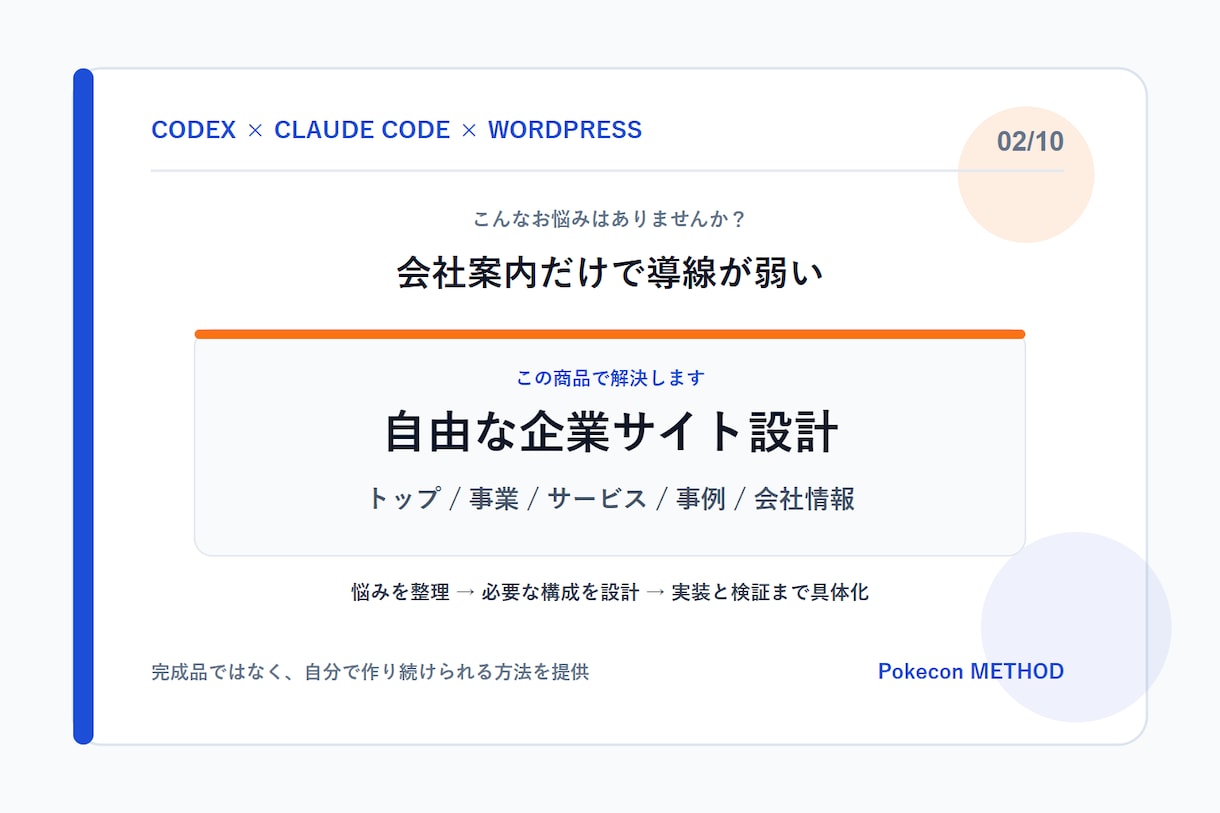 Codexで企業サイトを自作する方法を教えます 設計から改善まで自分で回せる制作力を身につける イメージ2