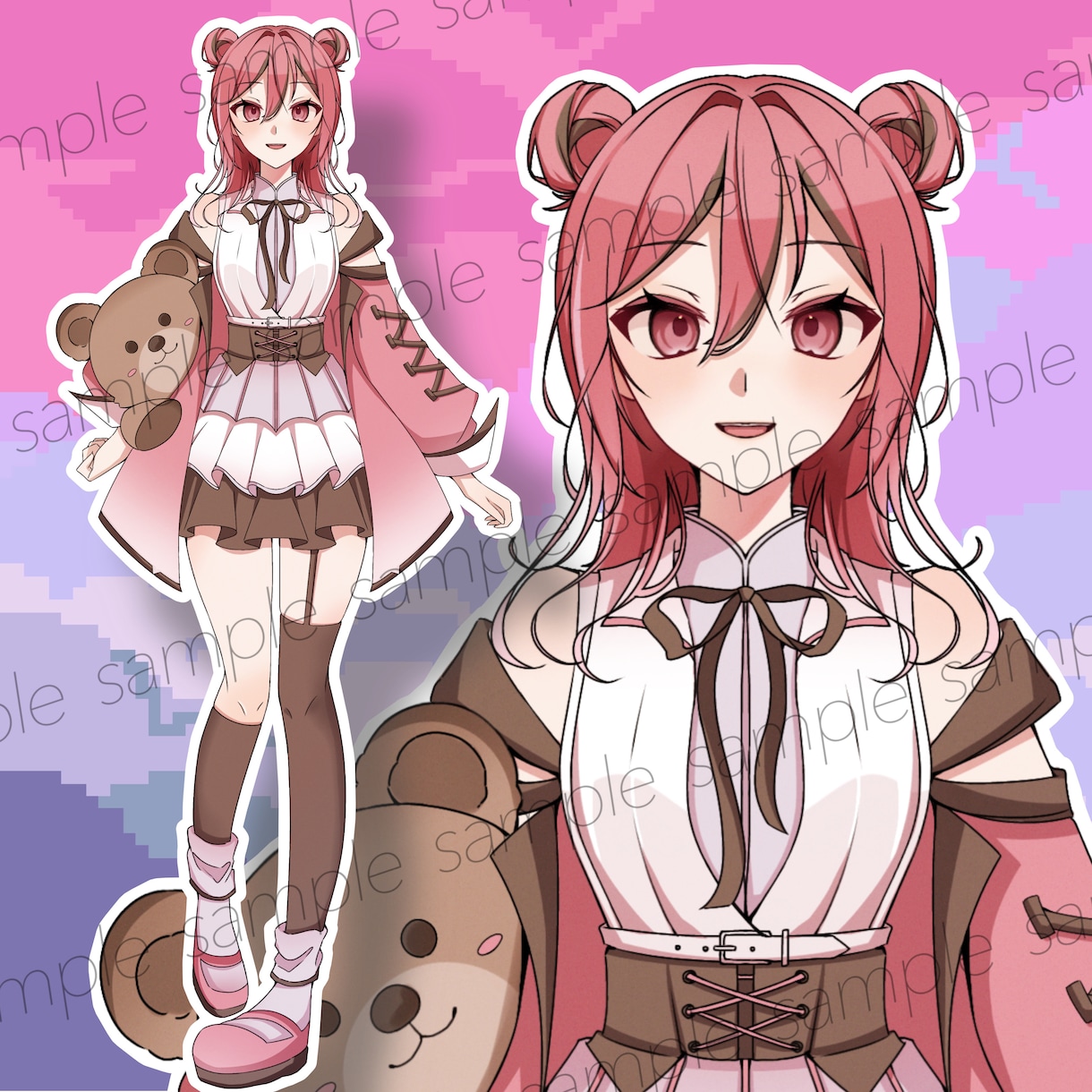 1点物！ピンク×クマ女の子の立ち絵を販売します IRIAMやTRPGなど用途様々！ イメージ1