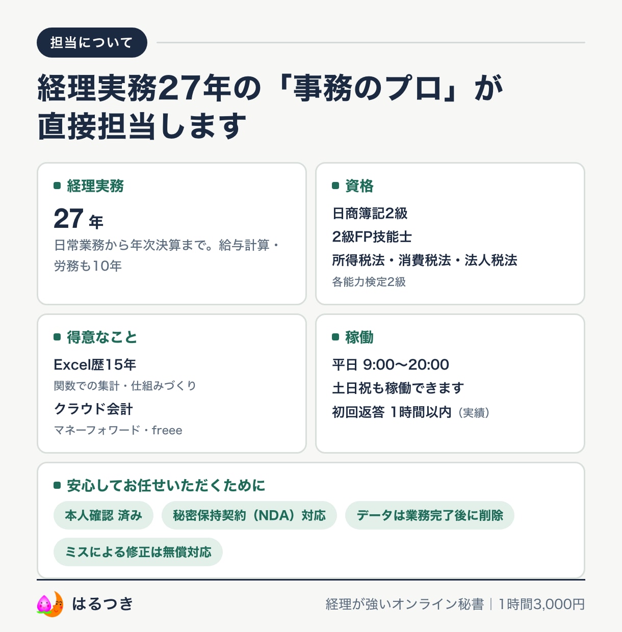 経理が強いオンライン秘書を承ります 経理実務27年｜資料作成から記帳まで、1時間からお手伝い イメージ6