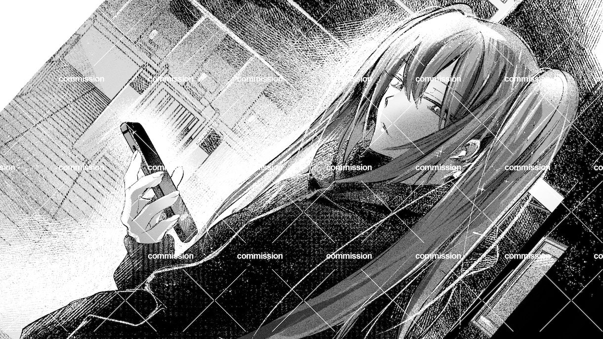 ストーリーを感じさせるモノクロイラスト描きます 短期で納品可能　ほんのりダークからポップまで幅広く イメージ1