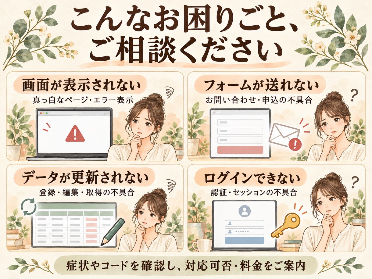 PHPのエラー・不具合を調査して修正します 突然のエラーや動かない機能、まずはご相談ください イメージ2