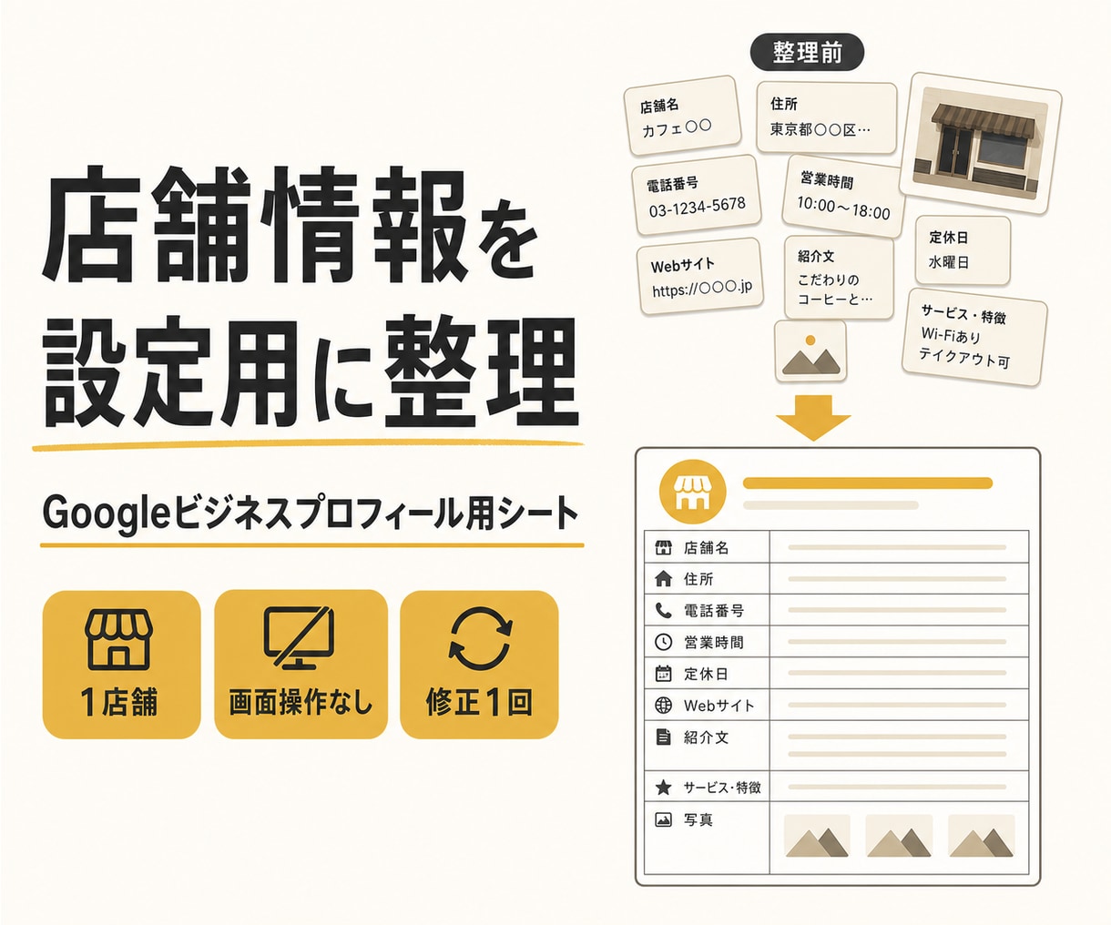 Googleビジネスプロフィール情報を整えます 質問回答だけで自分で設定できる整理シートが完成 イメージ1